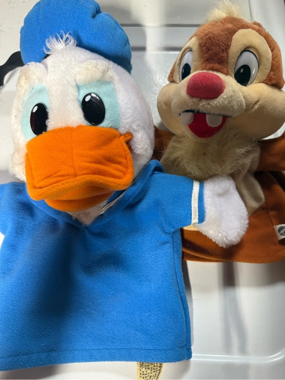 Vintage Disney Donald Duck & Dale Hand Puppets Lot 1990s Mattel Applause